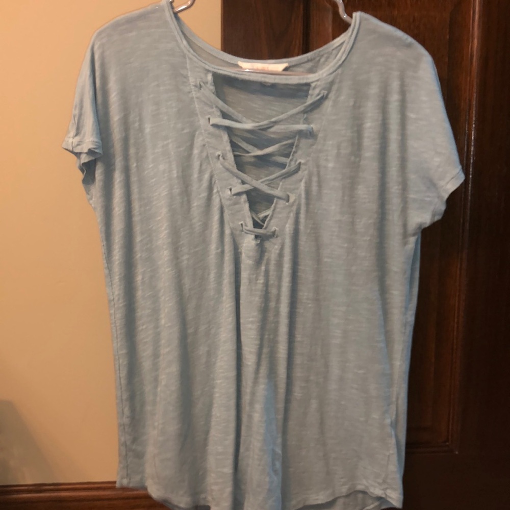 Lace up v-neck top